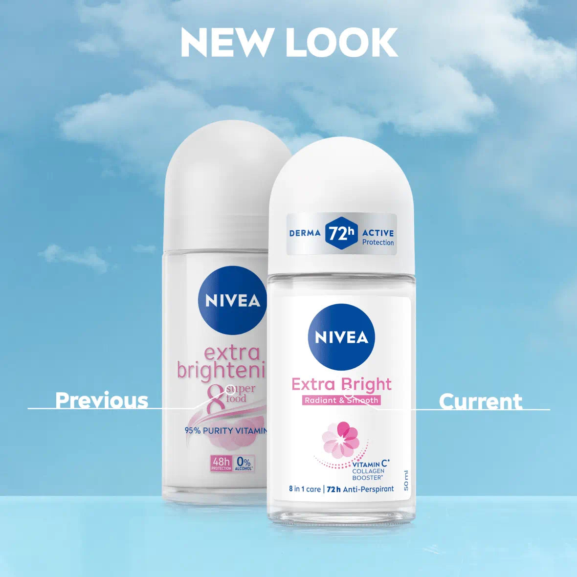 Nivea Extra Bright Radiant & Smooth 72H Anti Perspirant Deodorant Roll on for Women 50ml
