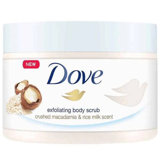 Dove Exfoliating Body Scrub Crushed Macadamia & Rice Milk Scent 225ml