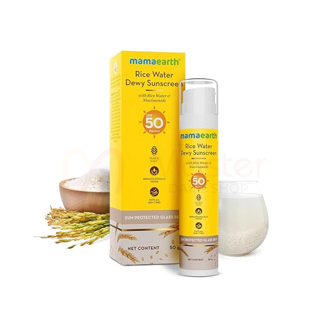 Mamaearth Rice Water Dewy Sunscreen with Rice Water & Niacinamide SPF 50 PA ++++50g