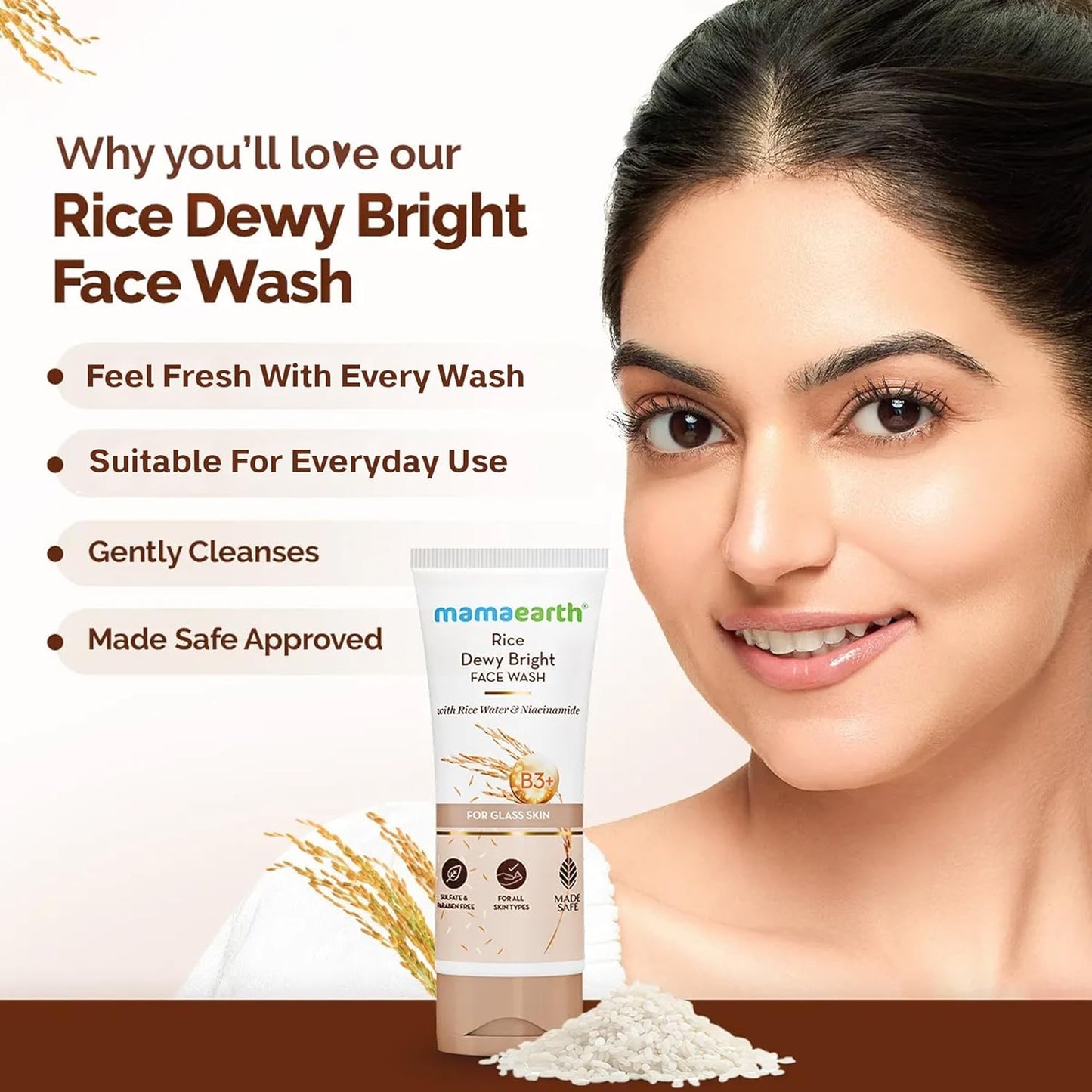 Mamaearth Rice Dewy Bright Face Wash 100ml