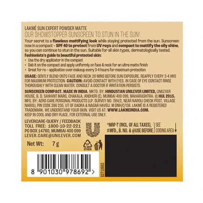 Lakme Sun Expert Ultra Matte SPF 40 PA+++ Compact