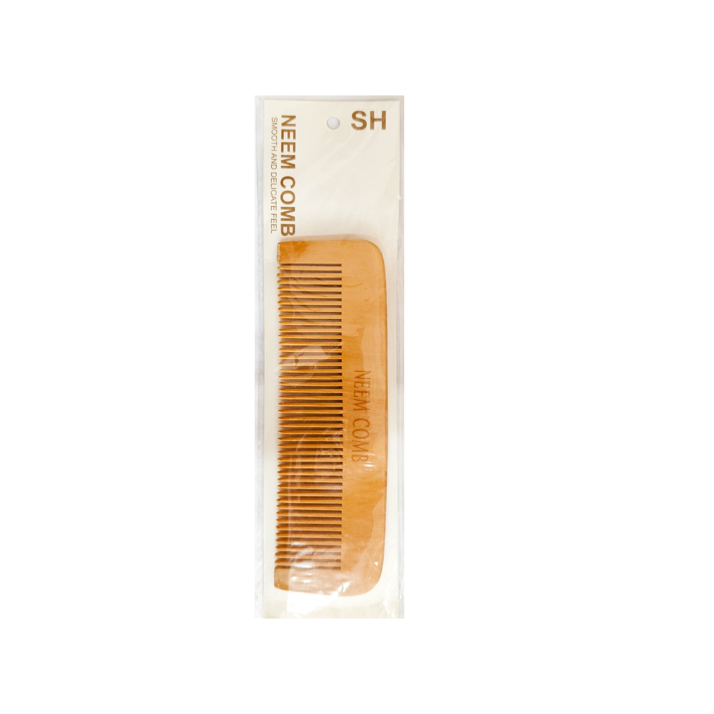 SHEI Organic Pure Neem wide Teeth Handle Straight Comb