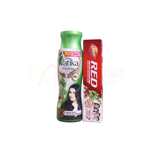 Dabur Vatika Enriched Coconut Hair Oil (Free Dabur Red Paste 100g) - 300ml