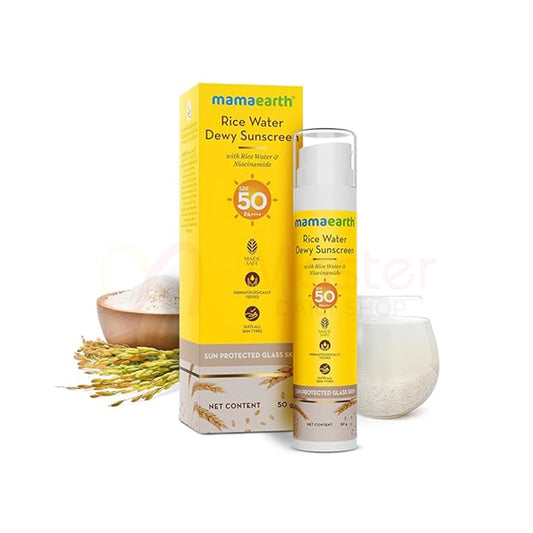 Mamaearth Rice Water Dewy Sunscreen with Rice Water & Niacinamide SPF 50 PA ++++50g