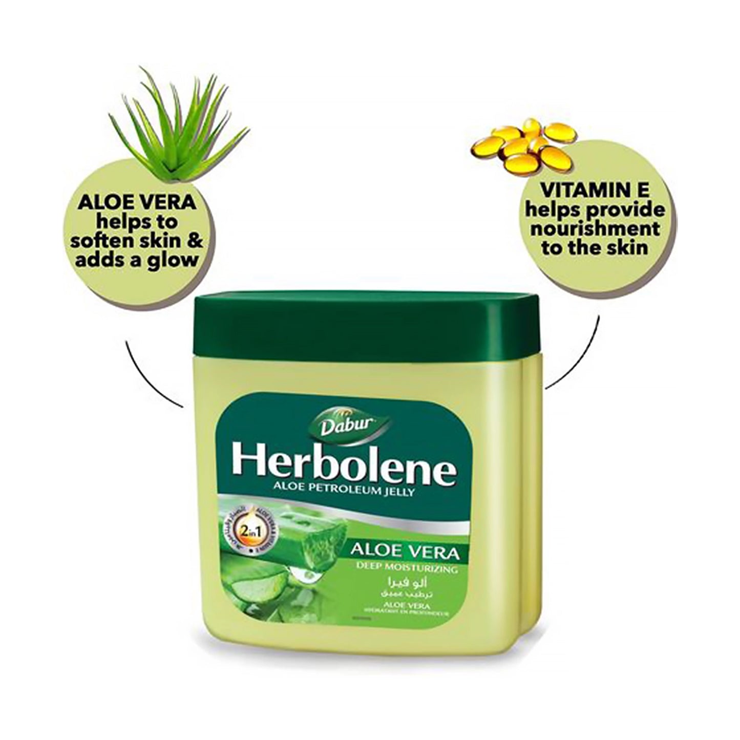 Dabur Herbolene Aloe Petroleum Jelly 2 In 1 With Aloe Vera And Vitamin E 425ml