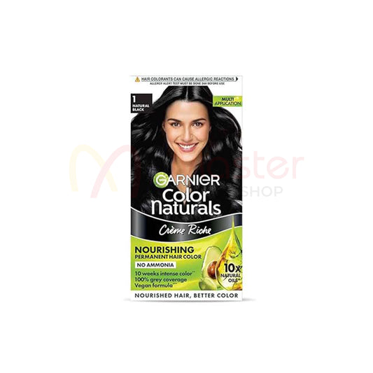 Garnier Color Naturals Creme Riche Hair Color (70ml+60g) - Shade 1 Natural Black