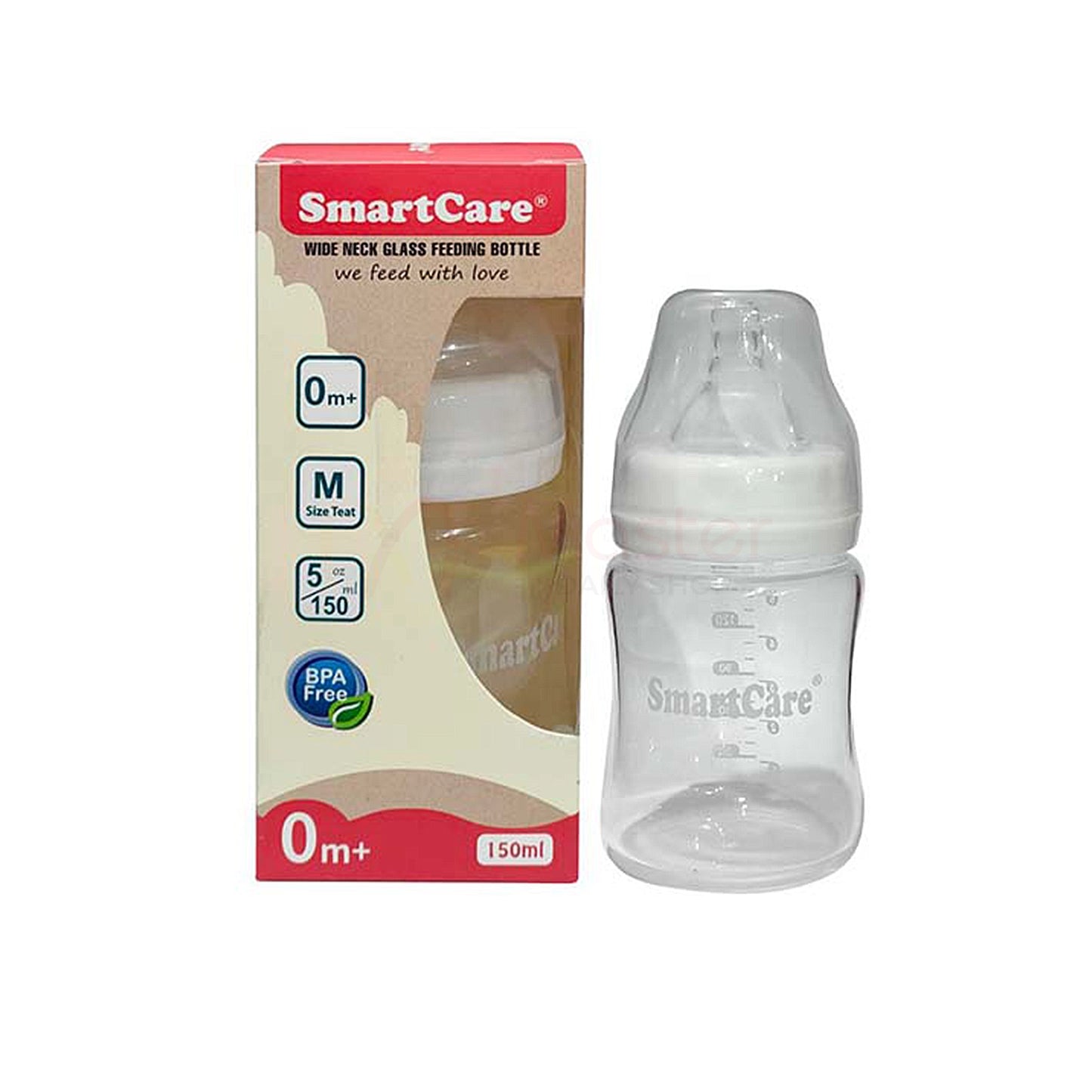 Smart Care Wide Neck Glass Feeder 0+Months Size M 150ml